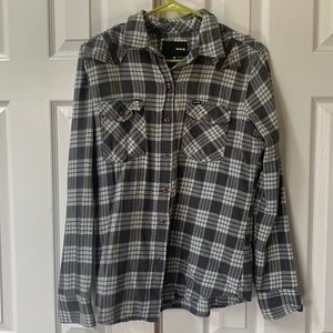hurly flannel grey with blue print